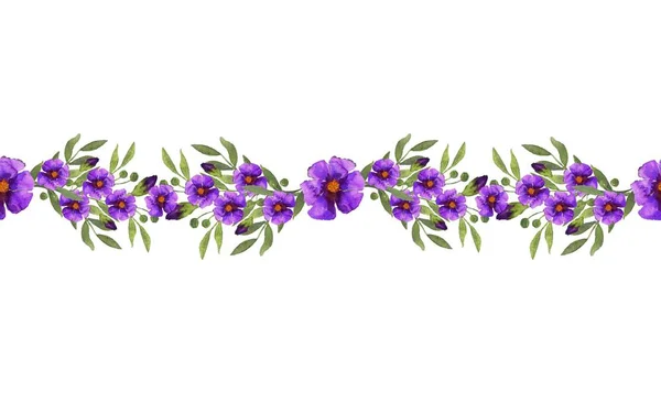 Banner watercolor decorative flowers on a white background — Stockfoto