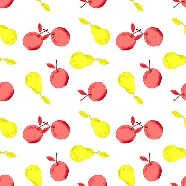 Muster Äpfel und Birnen Bio-Lebensmittel-Set. — Stockfoto