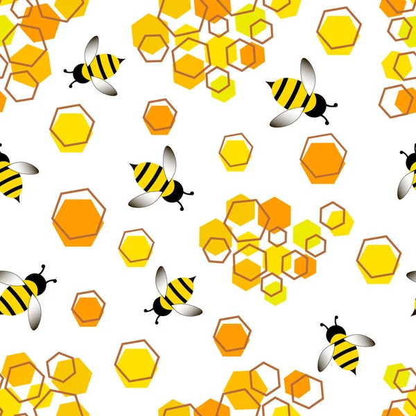 Zeichentrickmuster Illustration Von Bienenwespenhonig Auf Weißem Hintergrund Vektorillustration — Stockvektor