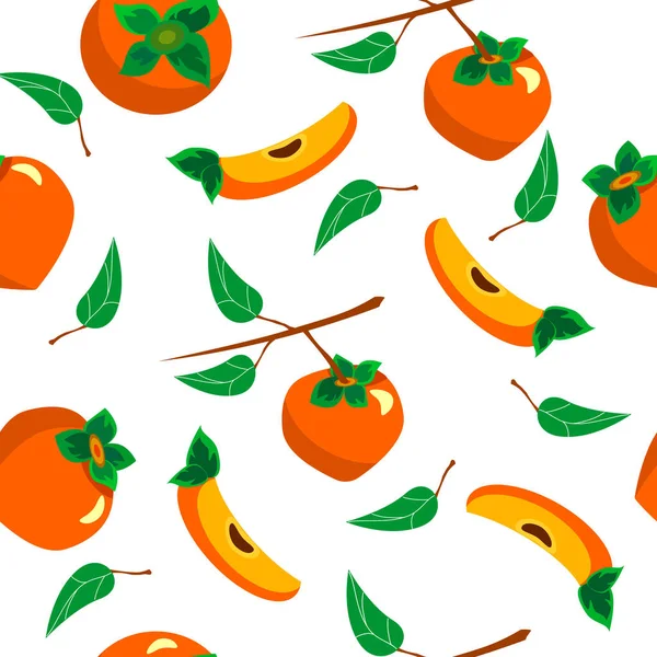 Modèle Vectoriel Persimmon Illustration Style Plat Motif Style Plat — Image vectorielle