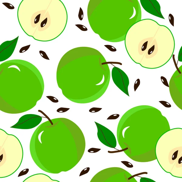 Texture Végétarienne Vecteur Alimentaire Sain Motif Avec Des Pommes Vertes — Image vectorielle