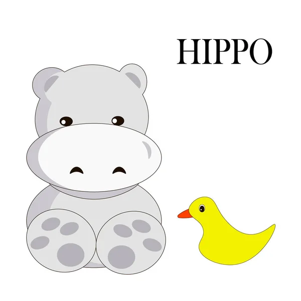 Un poco de hipopótamo. Ilustración infantil en estilo de dibujos animados. Ilustración vectorial para logotipos, postales, pegatinas, iconos . — Vector de stock