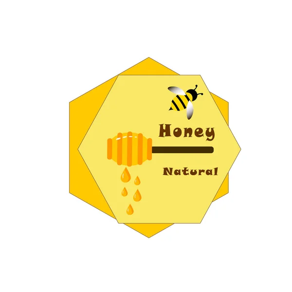 Honig im flachen Stil Ikone auf weißem Hintergrund. Logo zur Vektorillustration. — Stockvektor
