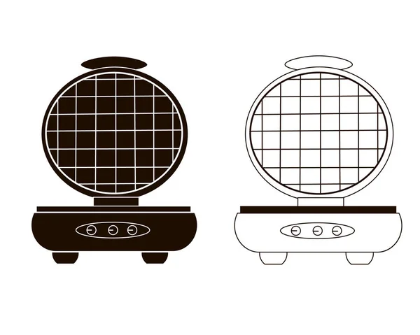 Conjunto de duas opções de waffle iron. Ilustração vetorial. Logo, ícone sobre um fundo branco . —  Vetores de Stock