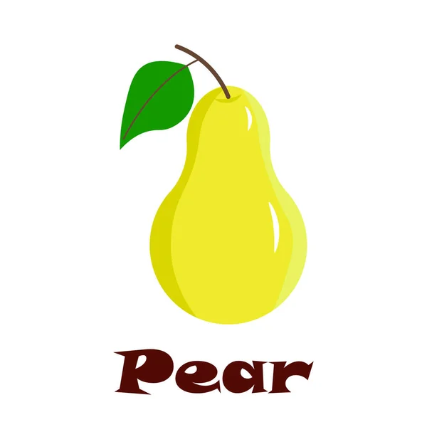 Livsmedelsikonpäron. Ekologisk hälsosam mat. Naturlig frukt ikon med text. — Stockfoto