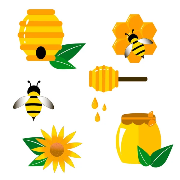 Ikone natürlicher Honigprodukte. Cartoon Illustration Bienenwespenhonig auf weißem Hintergrund. — Stockfoto