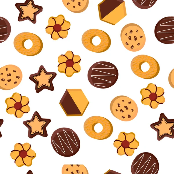 クッキーのパターン。白い背景のベクトルイラスト. — ストックベクタ