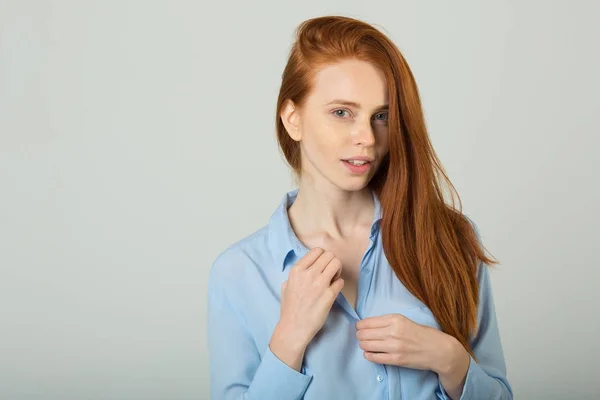 Beautiful young girl with red hair — Stock Photo, Image