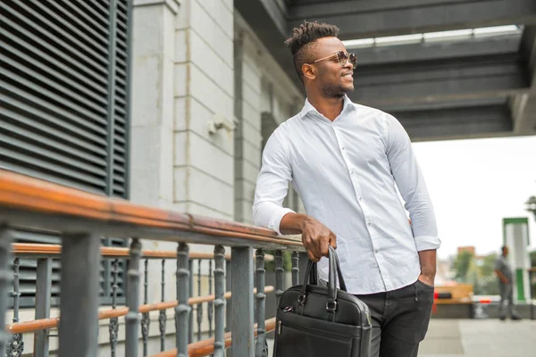 Handsome Young African Man White Shirt — Stockfoto