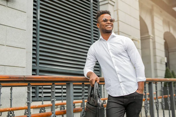 Handsome Young African Man White Shirt — Stockfoto