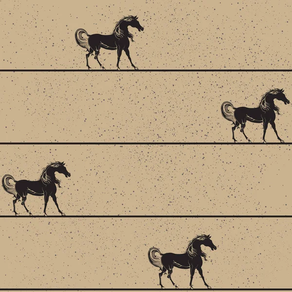 Adorno con caballos negros . — Archivo Imágenes Vectoriales