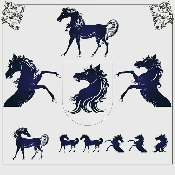 紋章の馬のセット — ストックベクタ