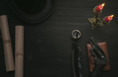 En iyi gizli belge bilgi. Gizlilik. Malzeme kavramı arka plan yasak. Polis Müfettiş Dedektif Ajan retro Resepsiyon Masa.