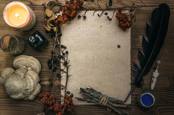 Kopya alanı ile antik sihirli kaydırma kağıt levha. Büyücülük. Cadı doktor Danışma tablo. Sihirli iksir. Alternatif Tıp kavramı.