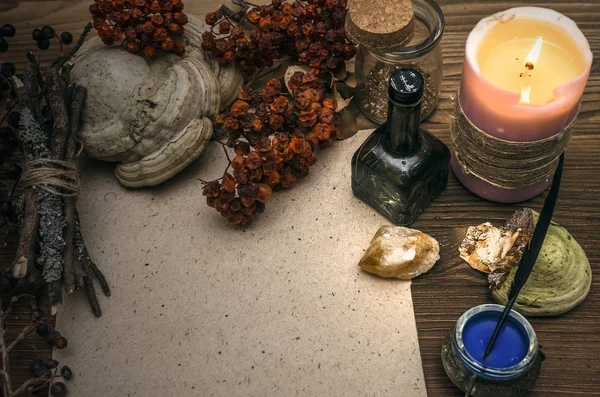 Kopya alanı ile antik sihirli kaydırma kağıt levha. Büyücülük. Cadı doktor Danışma tablo. Sihirli iksir. Alternatif Tıp kavramı.