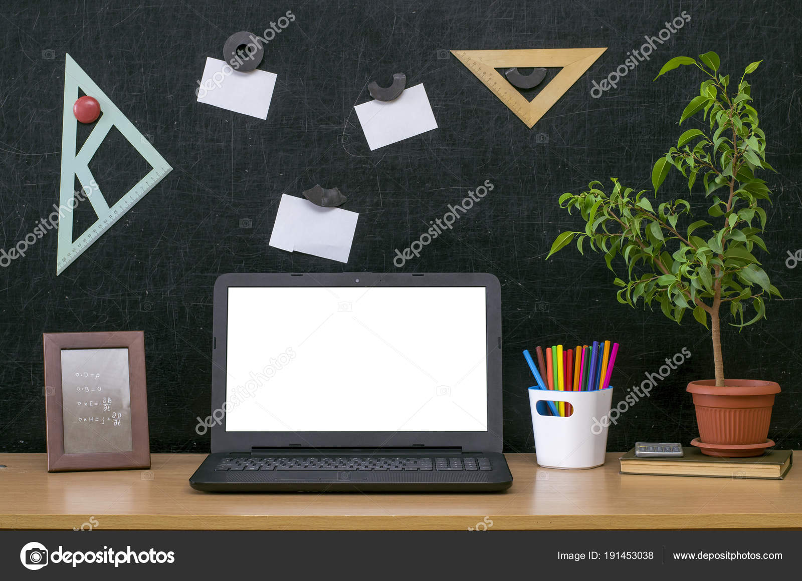 Teacher Student Desk Table Education Background Education Mockup