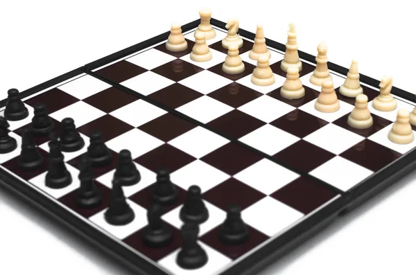 Σκακιέρα Που Απομονώνεται Λευκό Φόντο — Φωτογραφία Αρχείου