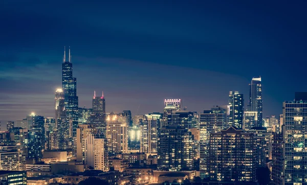 Chicago Skyline bei Nacht — Stockfoto