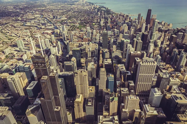 Chicago Downtown Skyscrapers vue aérienne à grand angle — Photo