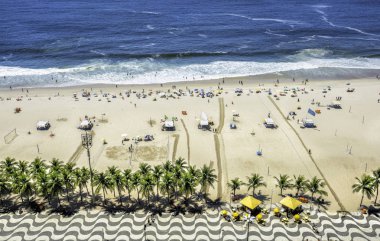 Copacabana Plajı yüksek açı, Rio de Janeiro, Brezilya