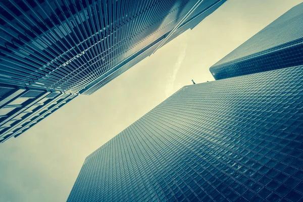 Wide Angle View City Office Skyscrapers Downtown — Stock Photo, Image