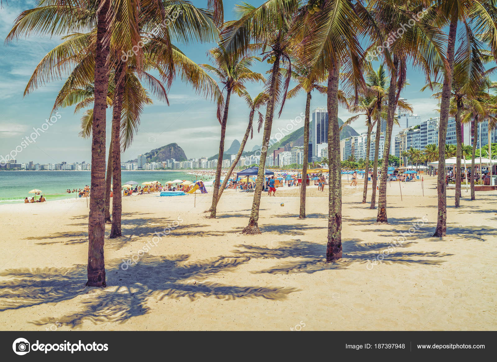 Plage Bondée Ipanema Plein Gens Jour Carnaval Ensoleillé