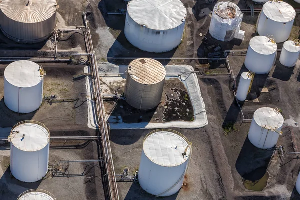 Aerial View Oil Rafinery Giant Containers — Stock Photo, Image