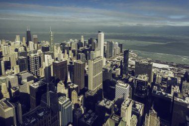 Chicago gökdelenleri, kış şehir merkezi manzarası