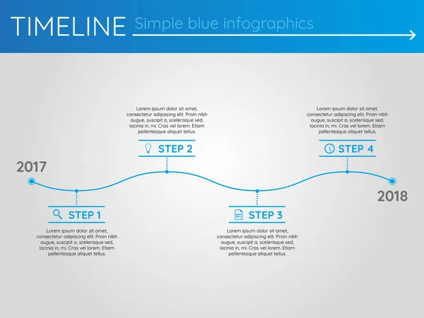 Línea de tiempo azul simple 9, vector de infografías — Vector de stock