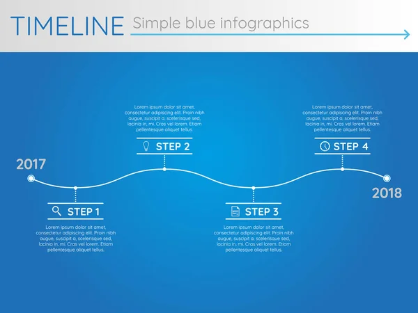 Línea de tiempo azul simple 29, vector de infografías — Vector de stock