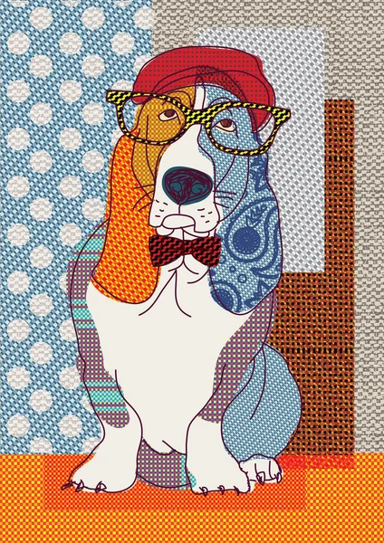 Basset lindo perro vestido — Archivo Imágenes Vectoriales