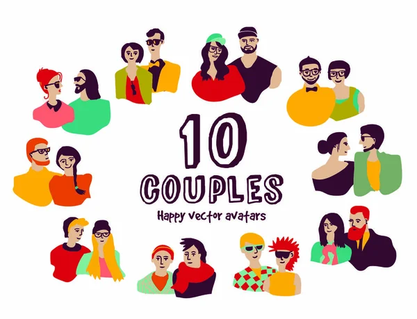 Avatars couples familiaux — Image vectorielle