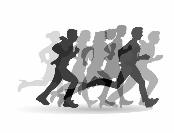 La gente de negocios corre maratón — Vector de stock