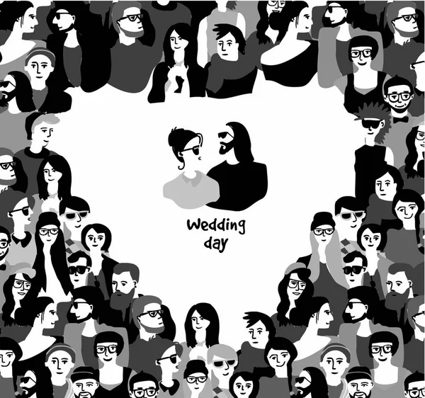 Tarjeta del día de la boda feliz — Vector de stock