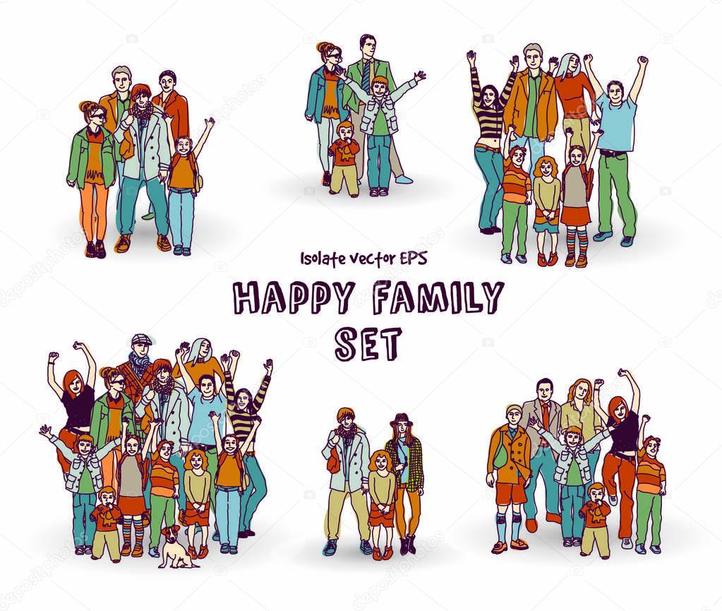 Happy family groups of people