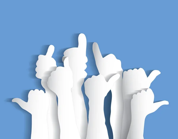 Rised hands in thumb up sign - Stok Vektor