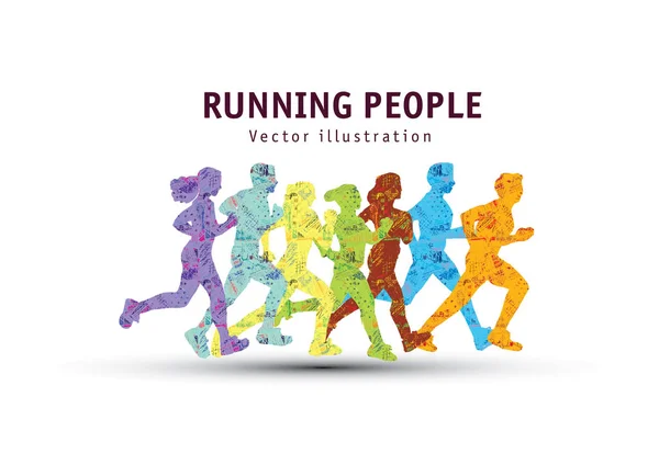 Sportovní běh Lidé silueta — Stockový vektor