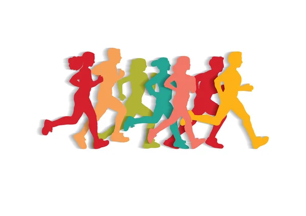 Sportovní běh Lidé silueta — Stockový vektor