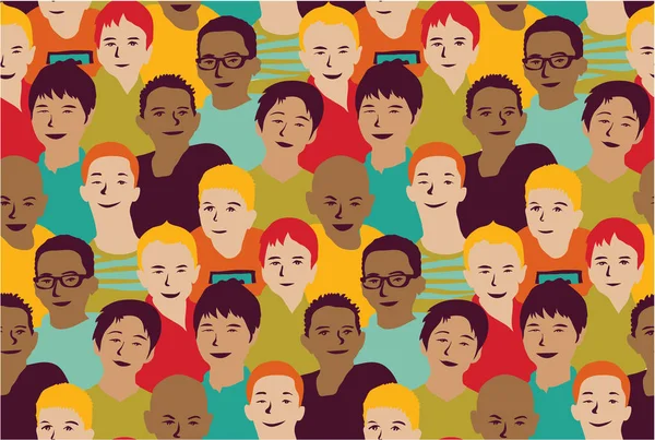 Μεγάλο Πλήθος Των Ευτυχισμένων Ανθρώπων Εικονογράφηση Διάνυσμα Χρώμα — Διανυσματικό Αρχείο