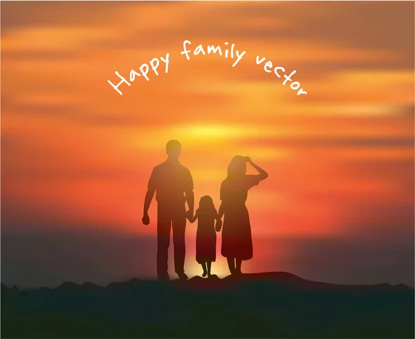 Silhouette de famille heureuse — Image vectorielle