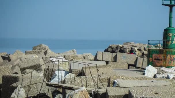 Ruinas Abandono Puerto Giulianova Abruzzo Italia Puerto Mar Abandonado Destruido — Vídeo de stock