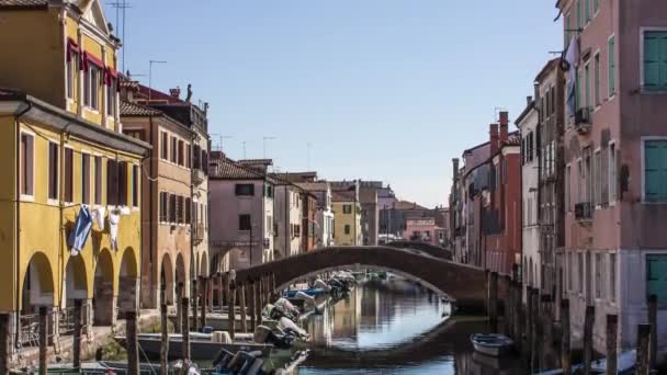 Ένα Τυπικό Τοπίο Της Chioggia Ιταλική Πόλη Στη Λιμνοθάλασσα Veneto — Αρχείο Βίντεο