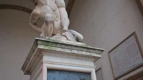 Statua Michała Anioła Florencji Piazza Della Signoria — Wideo stockowe