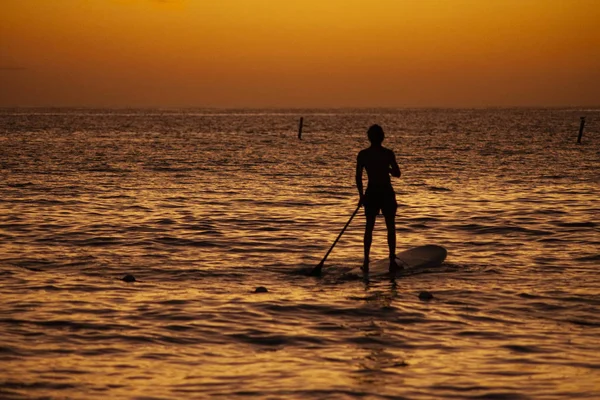 Веслування на морі на заході сонця 6 — стокове фото