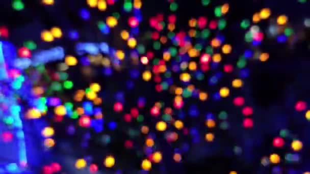 Weihnachtsbeleuchtung Bokeh Mit Schwarzem Hintergrund — Stockvideo