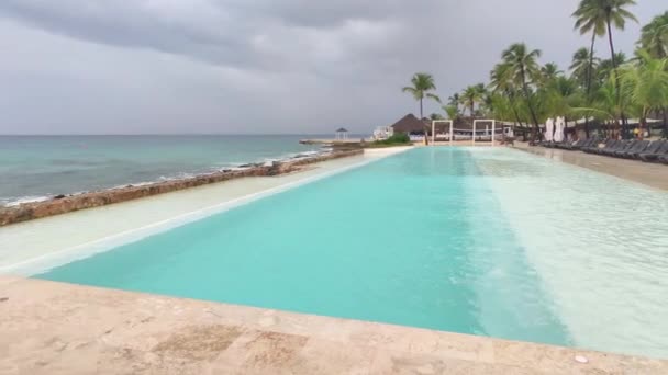 Playa Tropical Con Lluvia República Dominicana Bayahibe — Vídeos de Stock