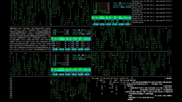Écran d'ordinateur de codage avec des codes alphanumériques en mouvement 
