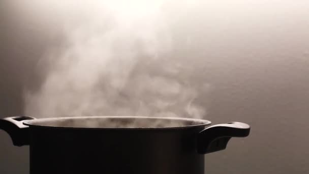 Pote Com Vapor Quando Coocking — Vídeo de Stock