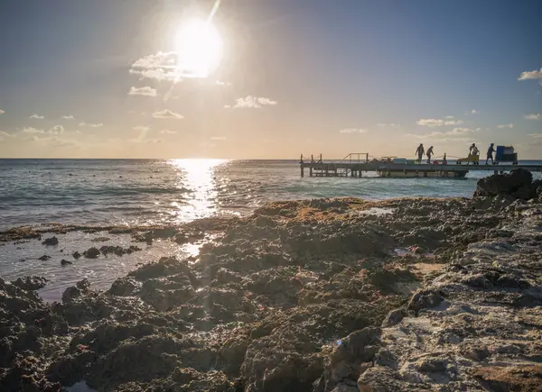 Sunrise on a pier in the sea In Bayahibe 16 — Stock Photo, Image