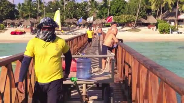 Dominicus Dominikanische Republik Febraury 2020 Dominicus Pier Mit Menschen Landschaft — Stockvideo